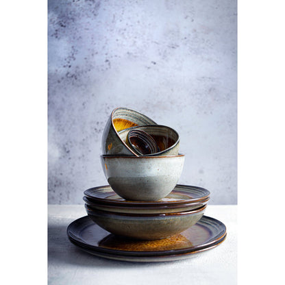 Stoneware salad plate, earthy tones – M