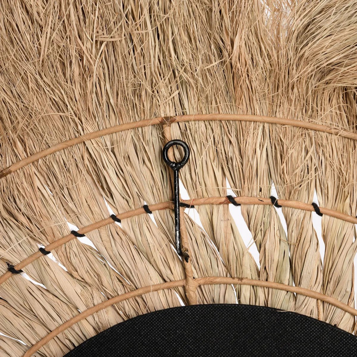 Rundt vægspejl i rattan, 90 cm - Naturlys