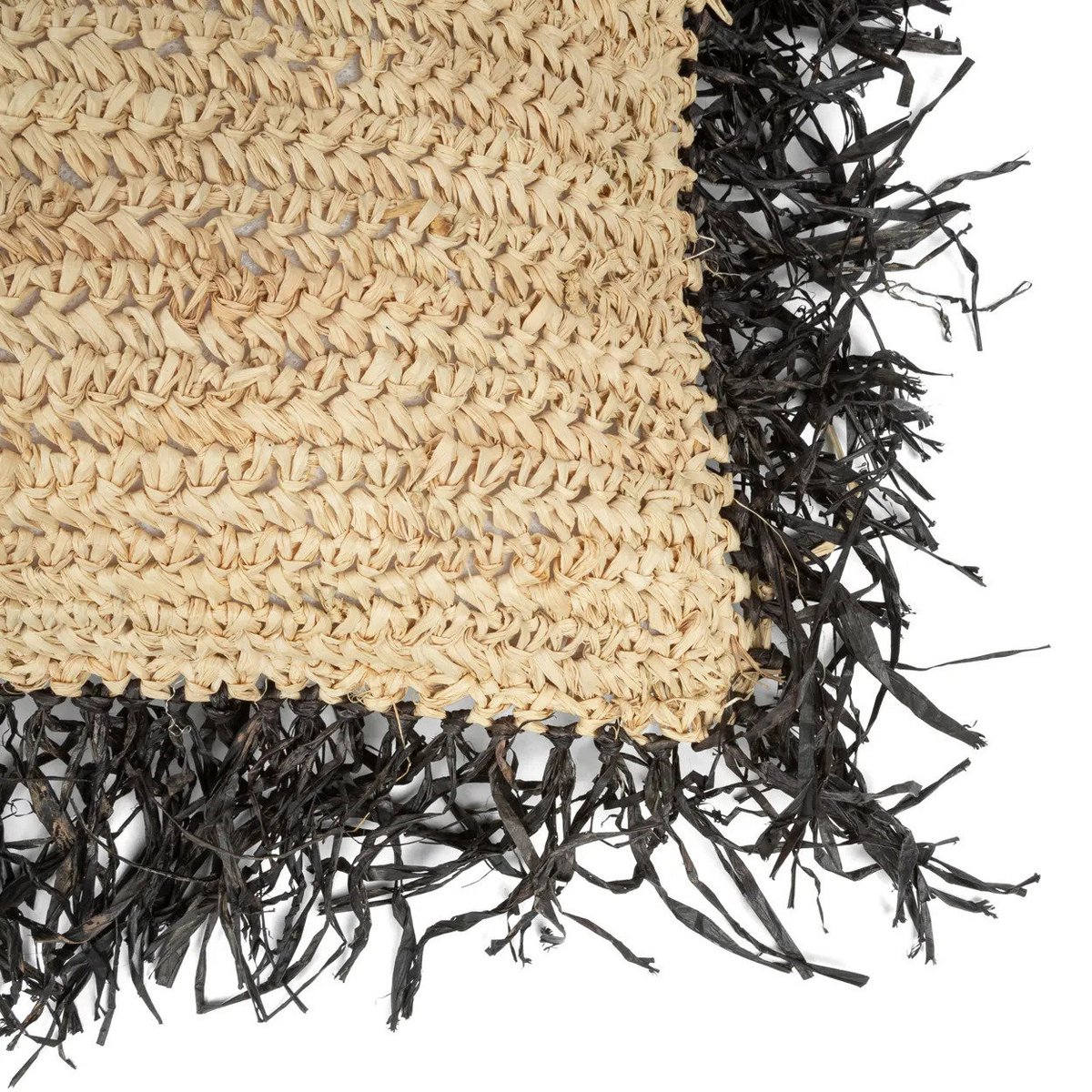 Kissenbezug aus Raffiabast 60×60 cm – natur schwarz, hergestellt in Indonesien