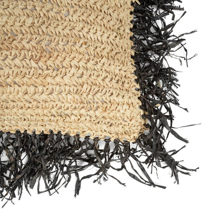 Kissenbezug aus Raffiabast 60×60 cm – natur schwarz, hergestellt in Indonesien