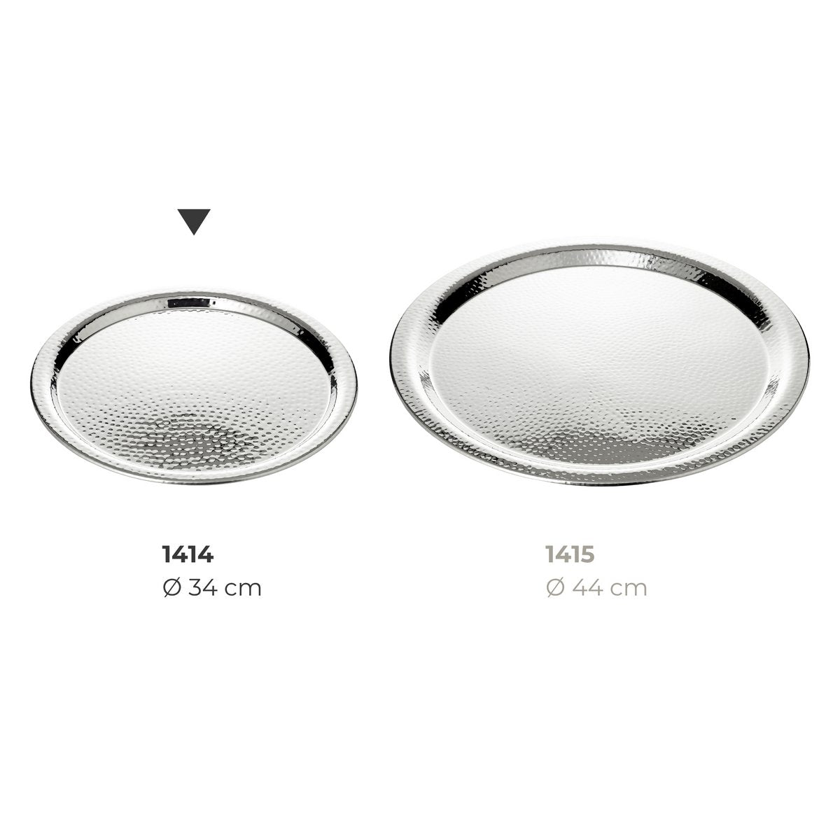 Stainless steel serving tray, hammered 34 cm