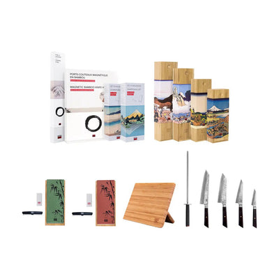 Bunka Damast 8-teiliges Messer- & Zubehör-Set - AUS-10 Stahl