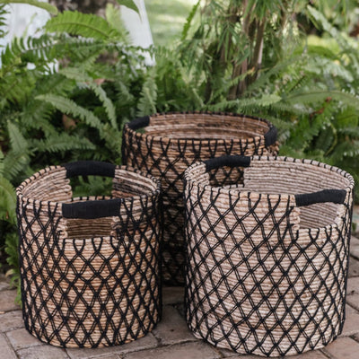 Bananfiberkurv PURA L – sort, beige og brun, Indonesien