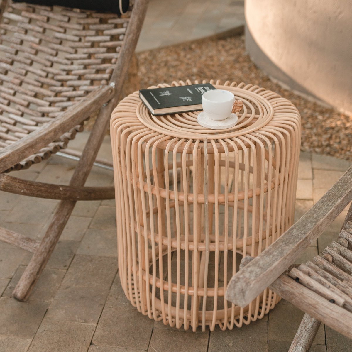 Rattan side table Alamaya beige - handcrafted in Indonesia