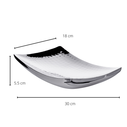 Hamret skål i rustfrit stål 30 × 18 cm - blomsterform