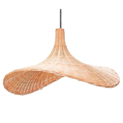 Rattan- & Metalltrichter-Pendelleuchte SAYAN 49 cm – beige