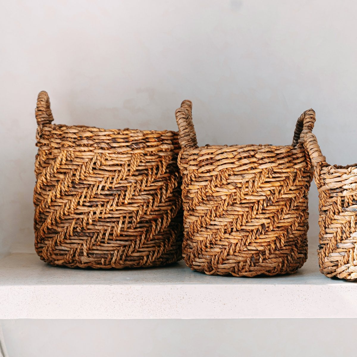 Bananenfaser-Aufbewahrungskorb Ø 25 cm – handgeflochten, Java