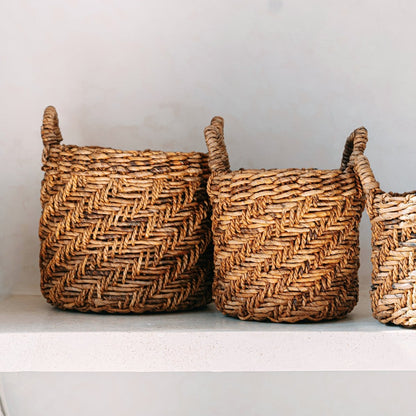 Bananenfaser-Aufbewahrungskorb Ø 25 cm – handgeflochten, Java
