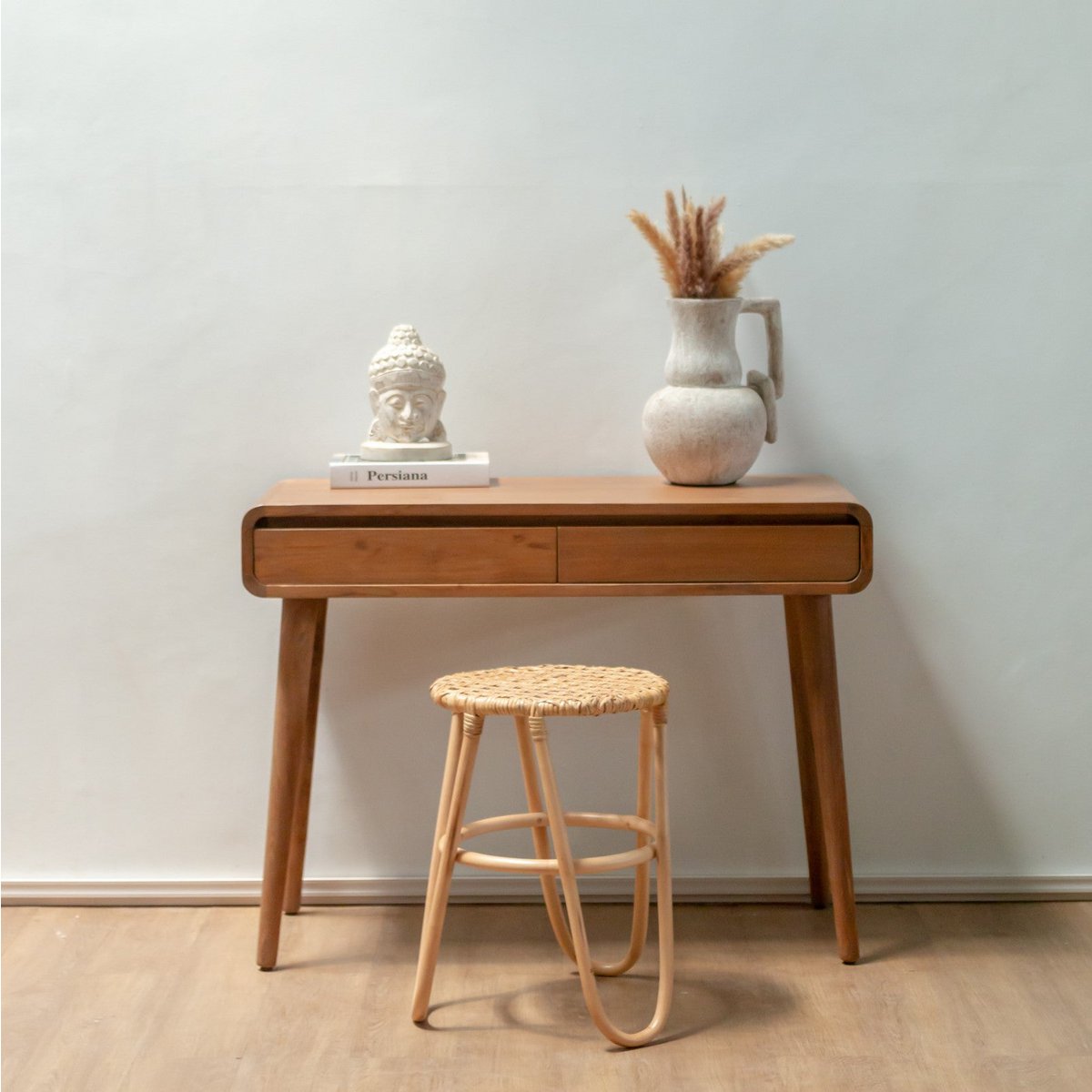 Rattan-Hocker KOLAKA Natur Ø35 cm - dreibeiniger geflochtener Sitz