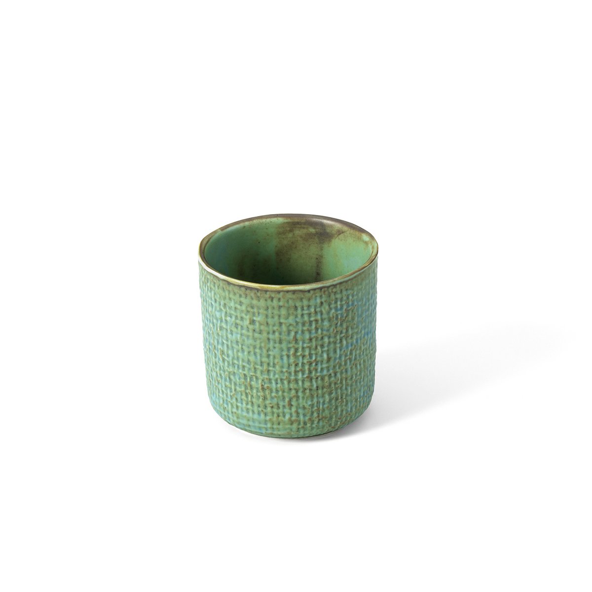 Keramikbecher Lagune 7 × 7 cm – blau-grüne Glasur