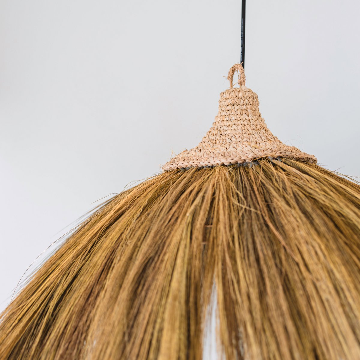 Raffia pendant light Ø 53 cm – fringed shade, beige, green and brown