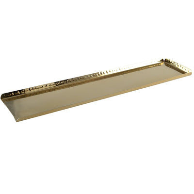 Serviertablett aus gehämmertem Goldmetall, 50 × 11,5 cm