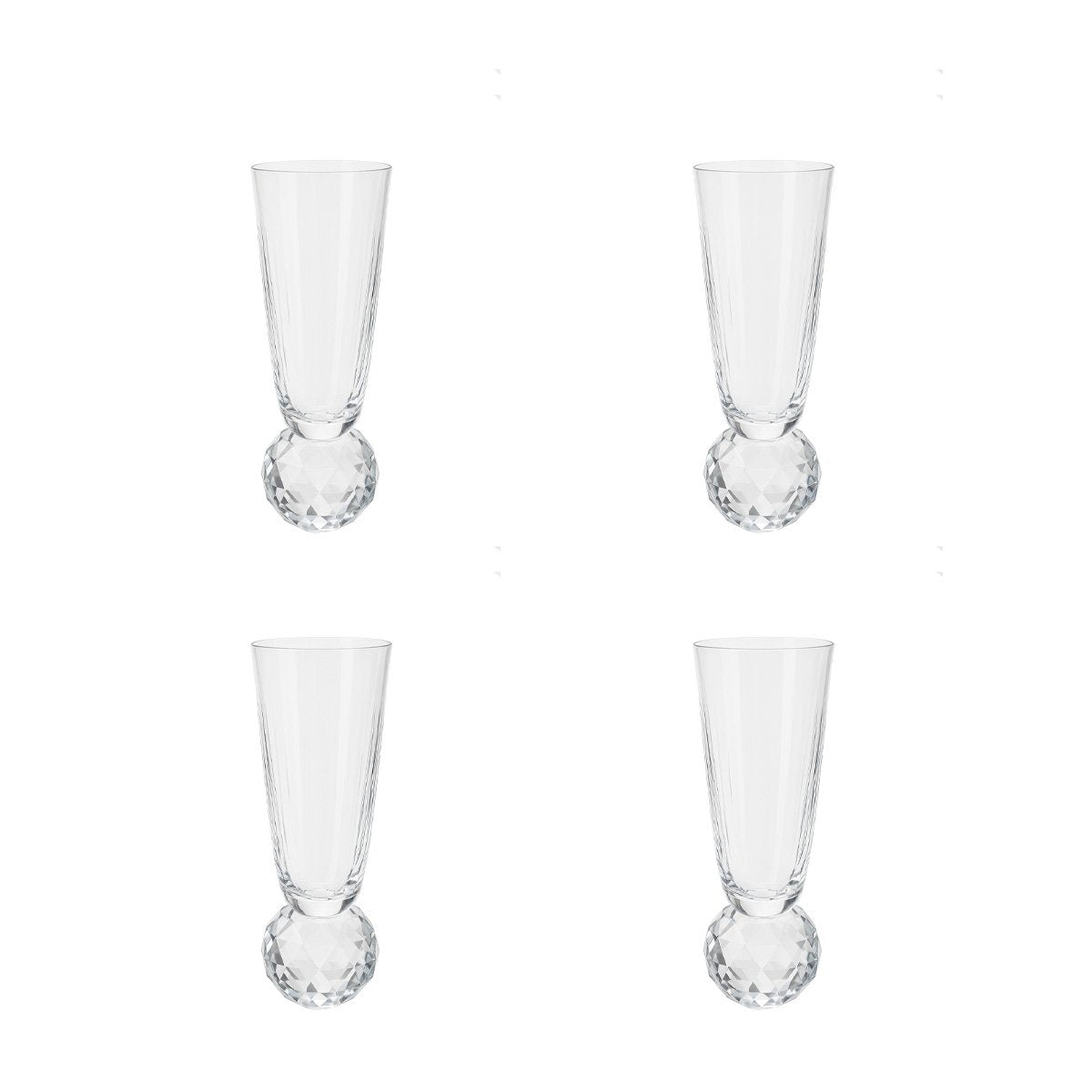 Champagnergläser mit Diamantfuß, 4er-Set