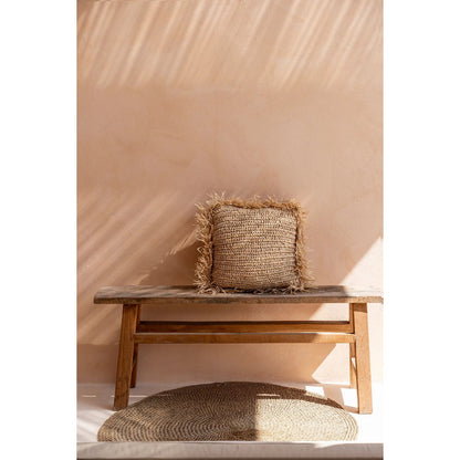 Kissenbezug aus Raffia 60×60 – handgewebt, naturbraun