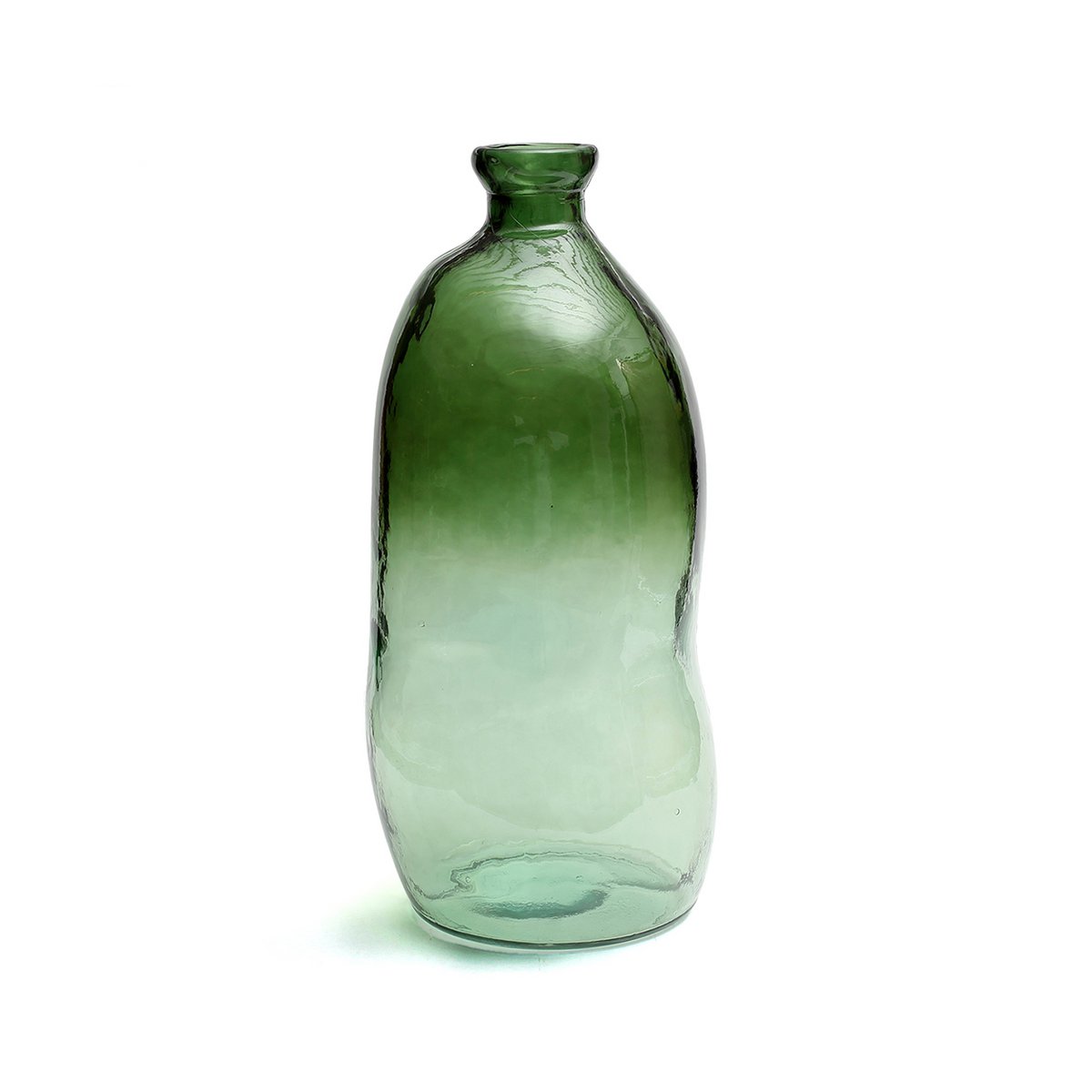 Glass vase, green, 73 cm - sculptural bottle form