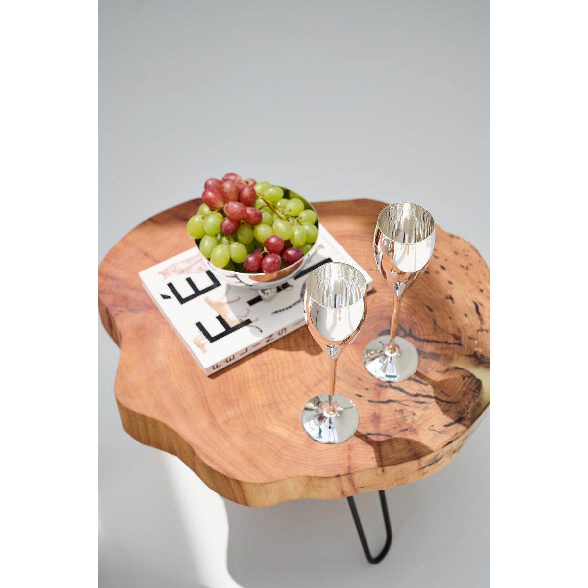Messing Champagnergläser im 4er-Set, 23 cm – versilbert
