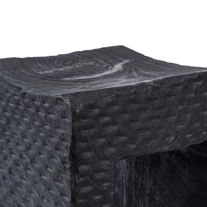 Træskammel 38×47 cm – sort finish, fremstillet i Indonesien