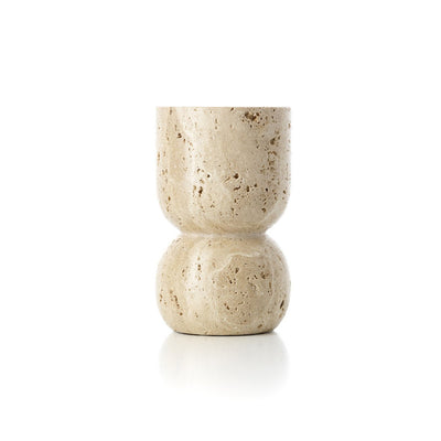 Travertin Vessel søjlelysestage, beige - håndbearbejdet