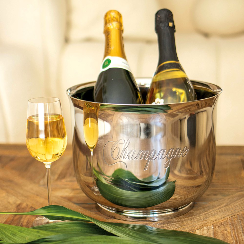 Champagnebowle i rustfrit stål, poleret sølv, 23,5 cm
