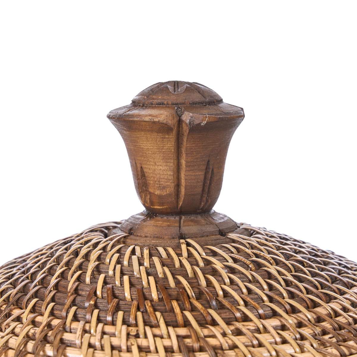 Opbevaringskurv i rattan, rund - naturlig brun, stor