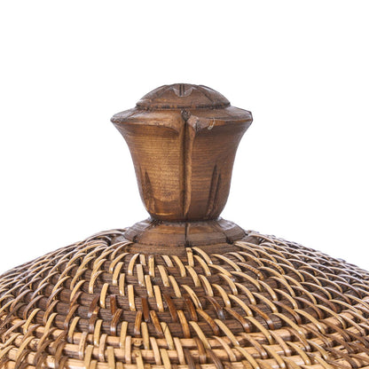 Opbevaringskurv i rattan, rund - naturlig brun, stor