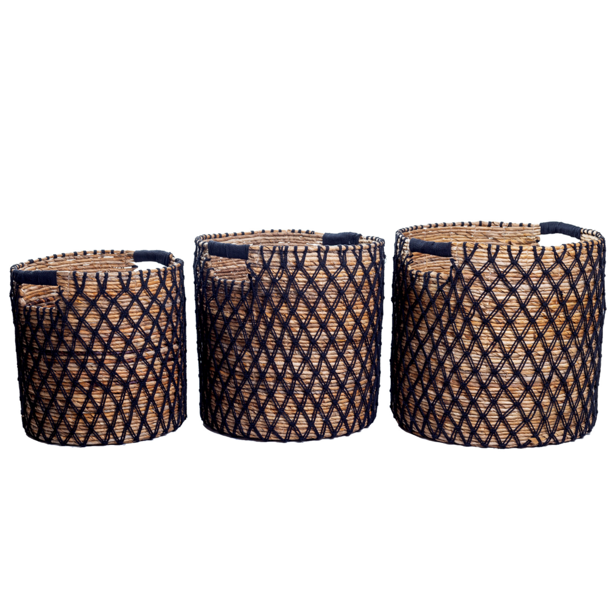 Bananenfaserkorb PURA L – schwarz, beige & braun, Indonesien
