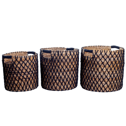 Bananenfaserkorb PURA L – schwarz, beige & braun, Indonesien