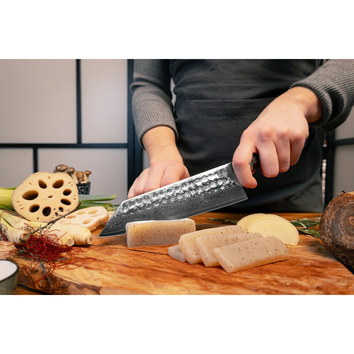 Bunka Damast 8-teiliges Messer- & Zubehör-Set - AUS-10 Stahl