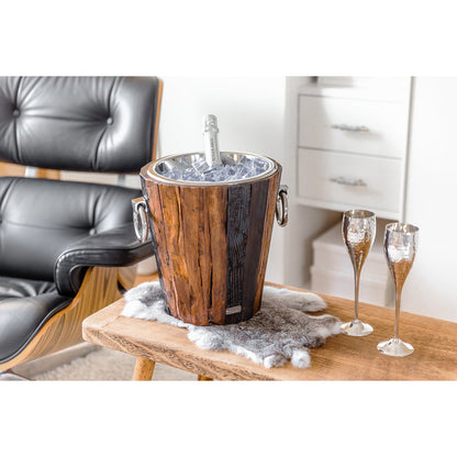 Vinkøler i rustfrit stål Providence, 28 cm - teak og sølv