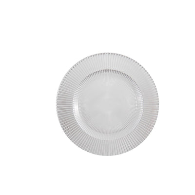 White glass dinner plate, 28 cm - striped