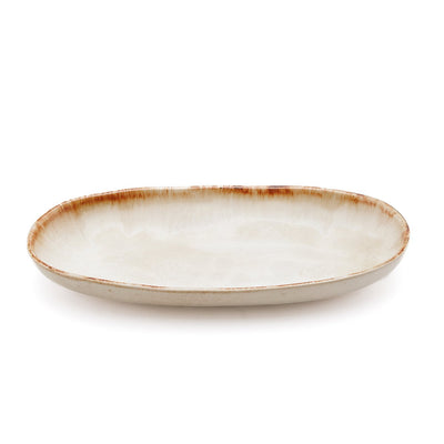 Ovalt fad i hvidt stentøj M 24 × 13 cm - fremstillet i Portugal