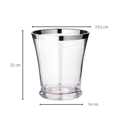Mundgeblasener Kristall-Flaschenkühler 20 cm – Platinrand