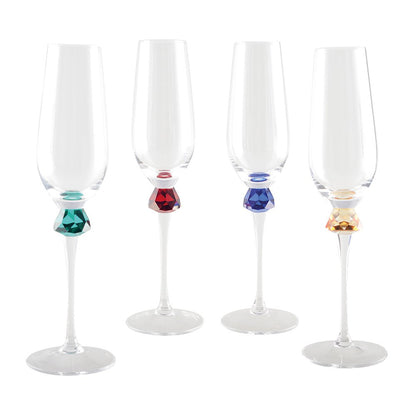 Champagne flutes with diamond-cut foot – set of 4
