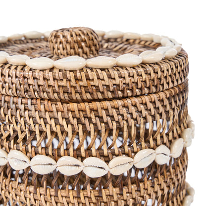 Shell storage bin, rattan - natural brown, handwoven