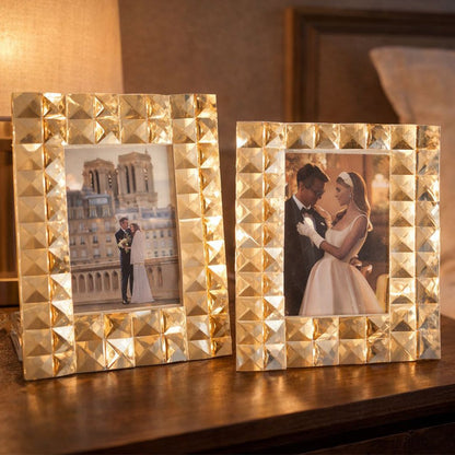 Kristall-Fotorahmen 20×25 cm – bernsteinfarbenes Gold-Finish
