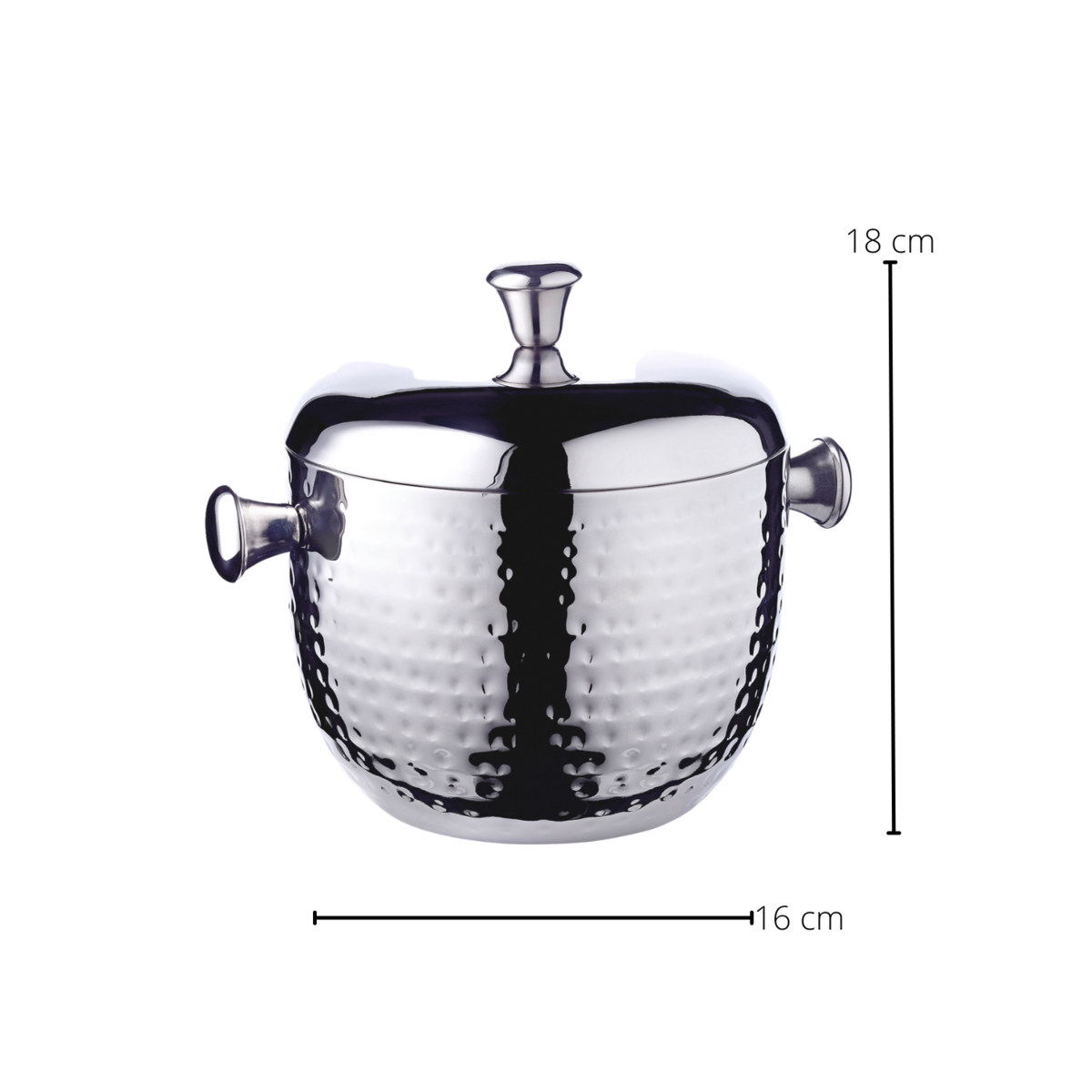 Stainless steel ice bucket Rico, 21 cm - hammered with accessories
