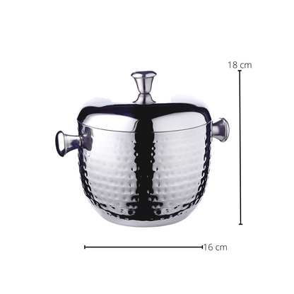 Stainless steel ice bucket Rico, 21 cm - hammered with accessories