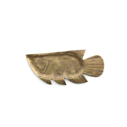 Serveringsfad i messing, mellem - fiskeformet