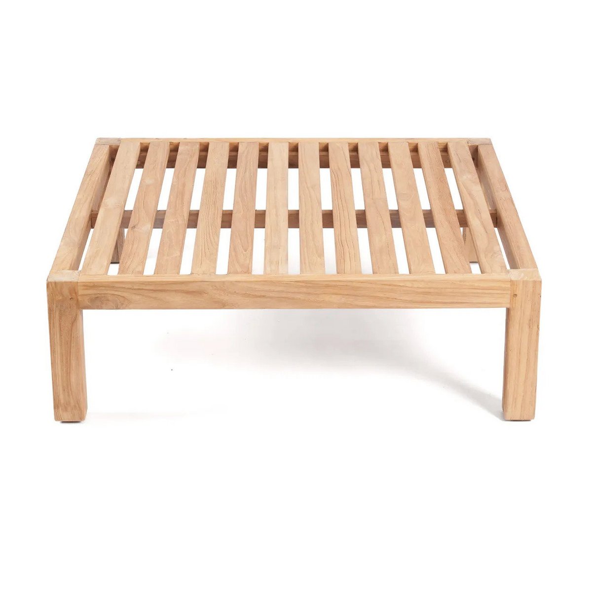 Modulær skammel i teaktræ, natur & hvid - 80 cm