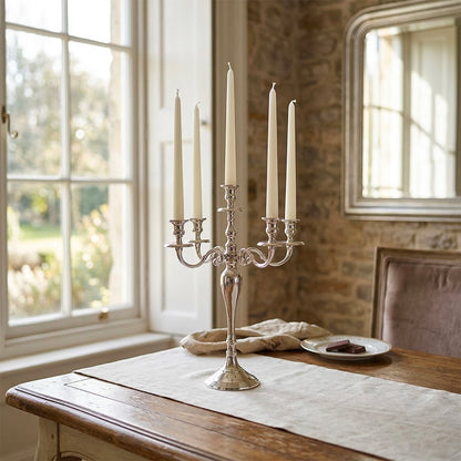 Metal candelabra, 5-light, 40 cm - silver