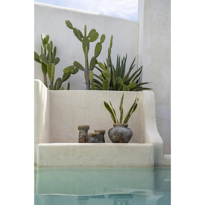 Terrakotta-Vase 27 cm – Antikgrau, Indonesien