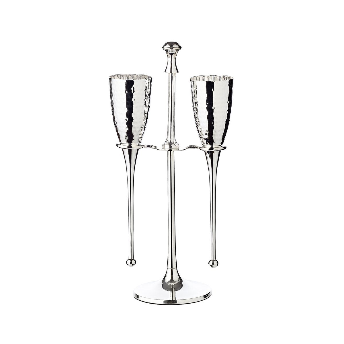 Stählerne Sektflöten mit Ständer, 32 cm - versilbert