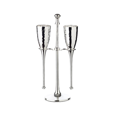 Stål champagnefløjter med stativ, 32 cm – forsølvet