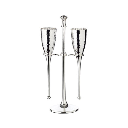 Stählerne Sektflöten mit Ständer, 32 cm - versilbert