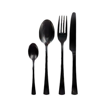 Stainless steel cutlery set, 24 pieces - brilliant black
