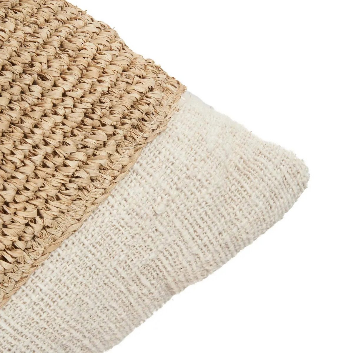 Raffia and cotton cushion cover – 50×50 cm