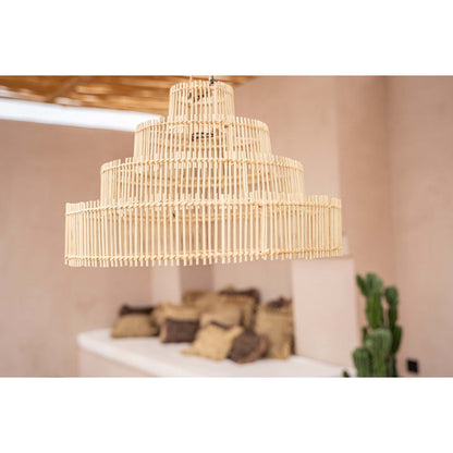 Rattan-Hängeleuchte 51 cm – gestufte Naturfaser