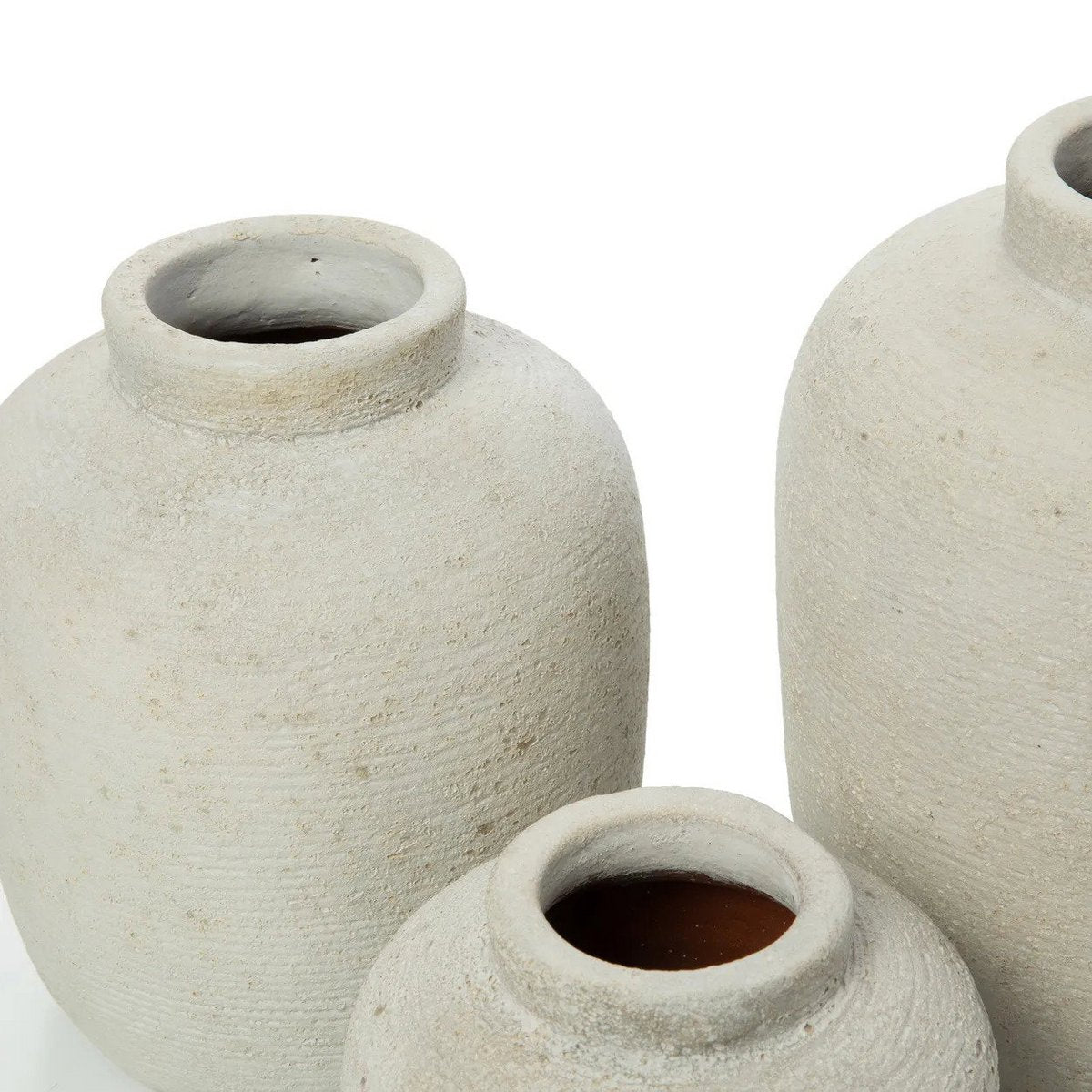 Terracotta vase, round - 22 cm, white
