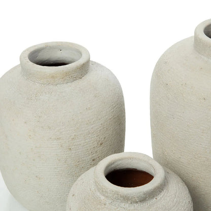 Terracotta vase, round - 22 cm, white