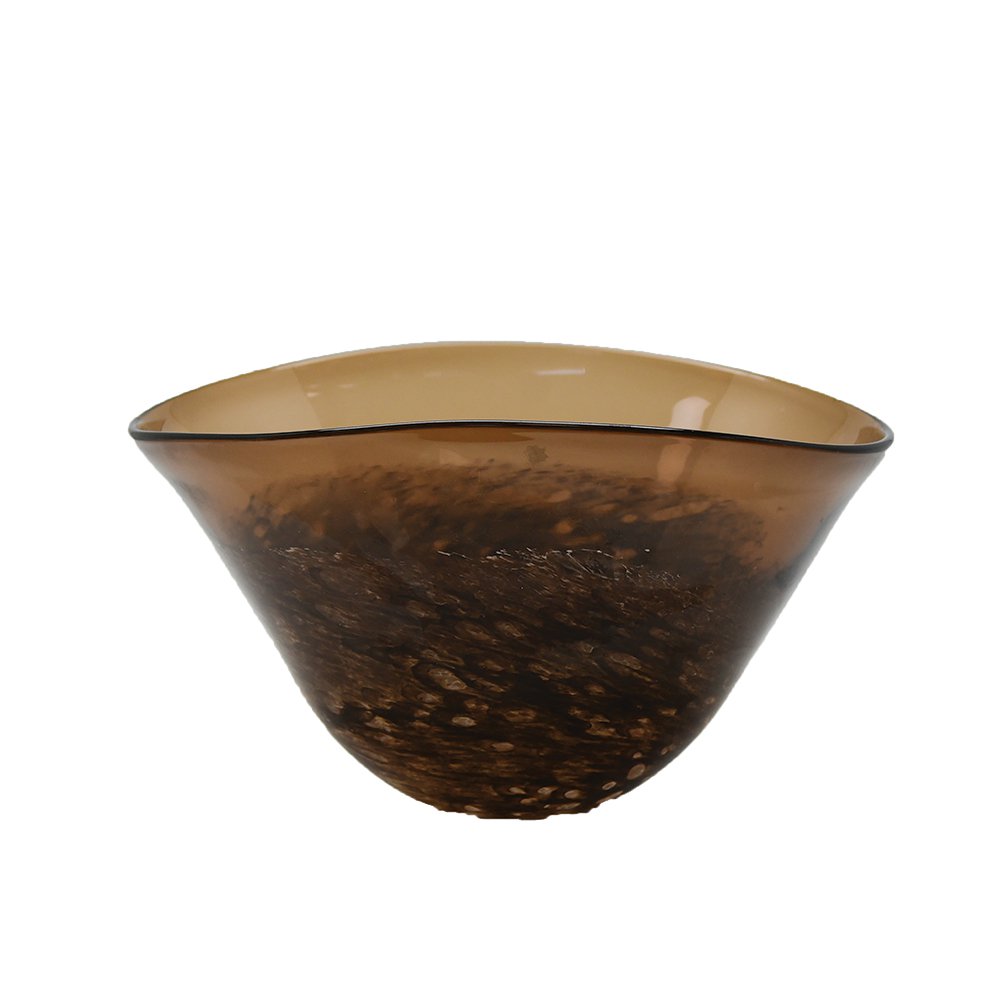 Brown glass decorative bowl, 29 × 21 cm